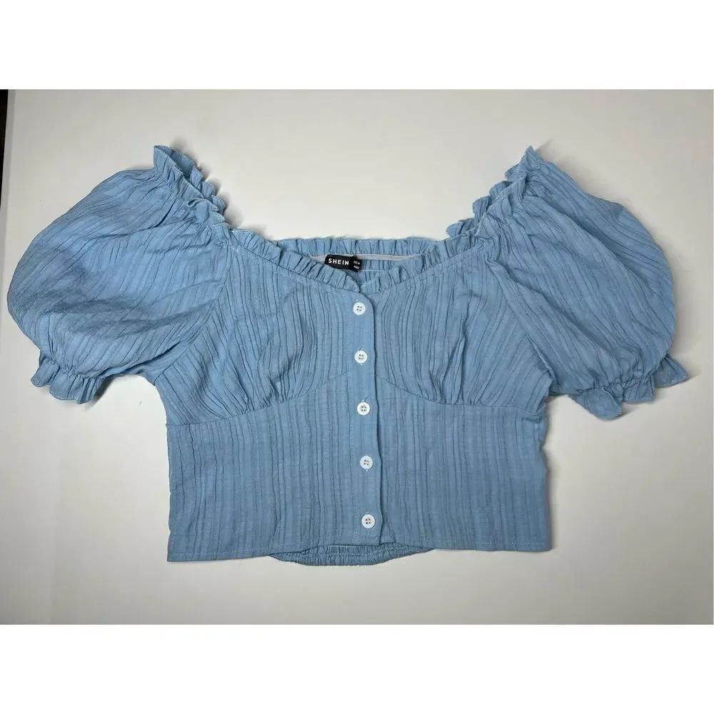 SHEIN Button Up Crop Top Size M - Picture 4 of 8